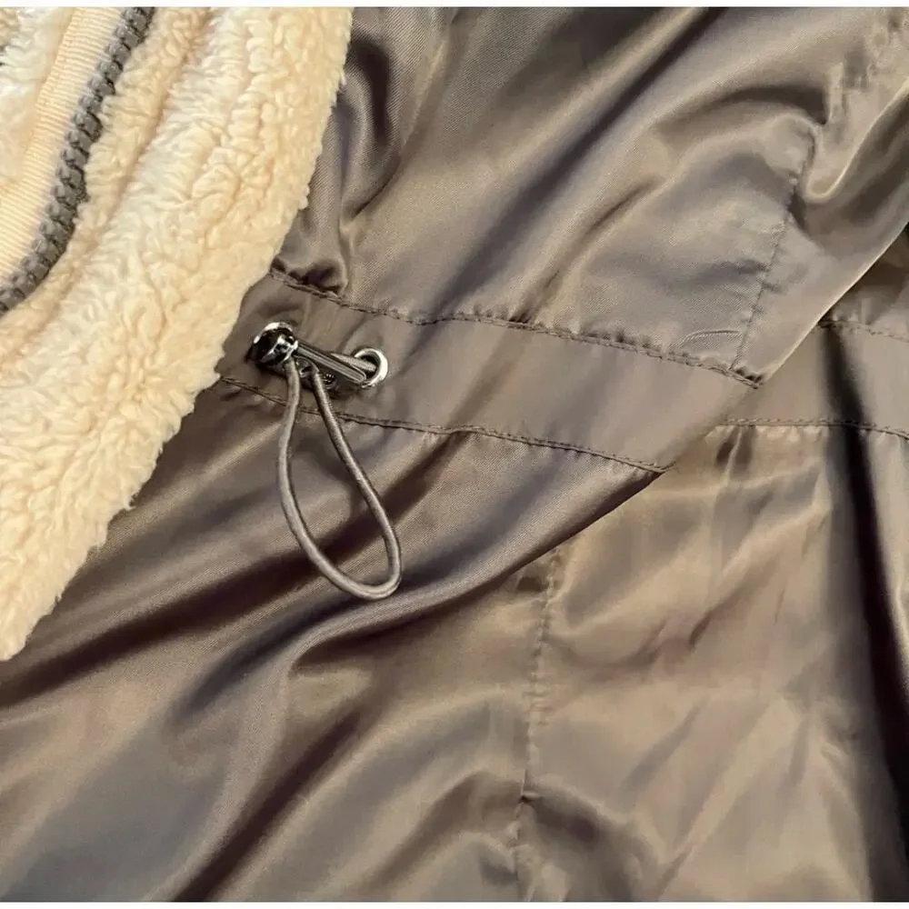 Lauren Ralph Lauren Gray Anorak Puffer Down Coat Jacket Sz Large Hooded Outdoor